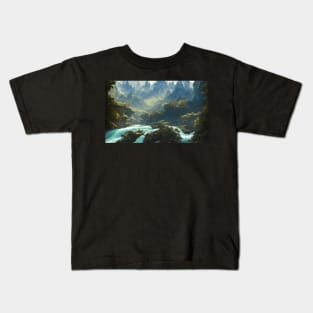 Picture Mountain River Landscape Kids T-Shirt